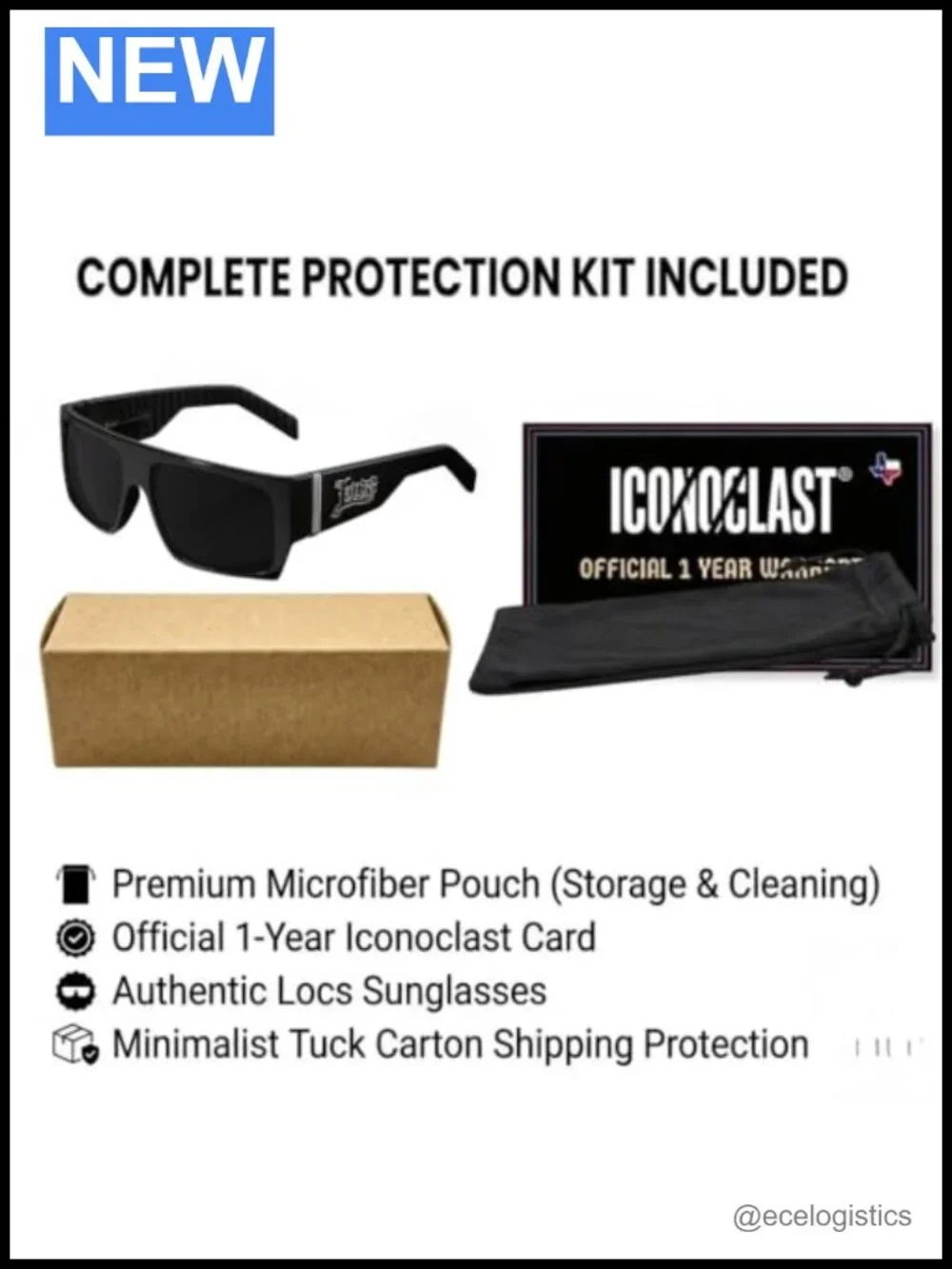 Flat Top Sunglasses Men UV Protection Wrap Style with Pouch